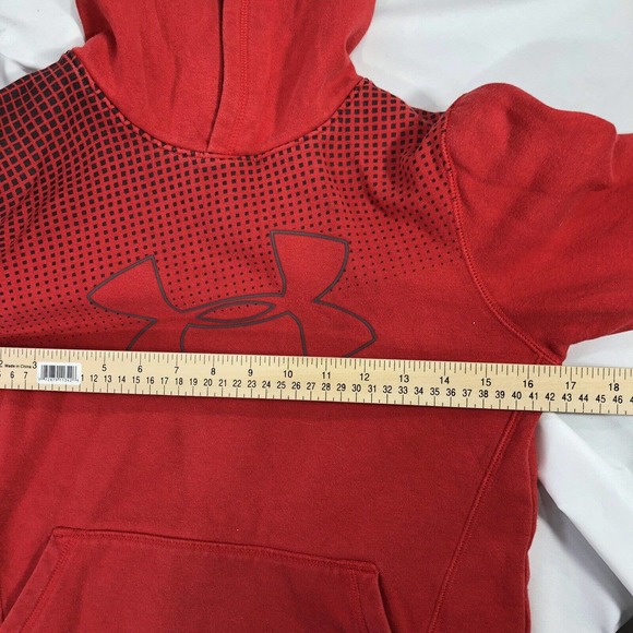 Under Armour Threadborne Hoodie Size Youth Medium Red Hooded Sweatshirt Pullover - Picture 10 of 11